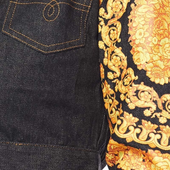 Black Denim Coat w/Floral " MariGold" - Picture 4 of 4